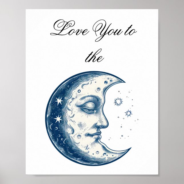 Affiche Antique du dessin de lune  (Devant)