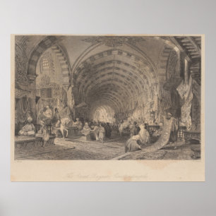 Affiche Antique Istanbul Constantinople Grand Bazar