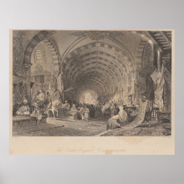 Affiche Antique Istanbul Constantinople Grand Bazar (Devant)