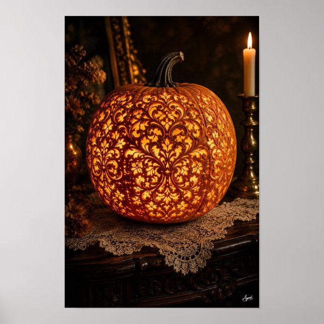 Affiche Antique Lace Carved Pumpkin (Devant)