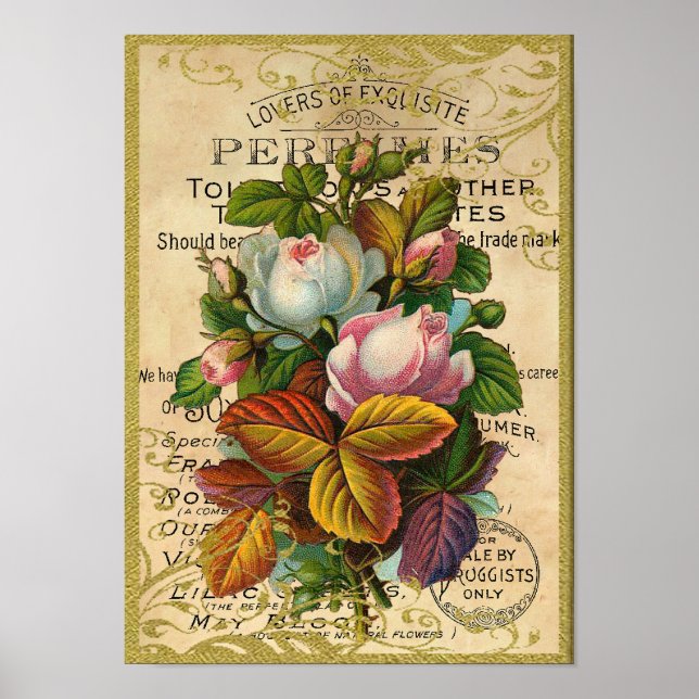 Affiche Antique Roses Perfume Butterflies (Devant)