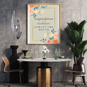 Affiche Antique Rustique Floral Aquarelle Parti de retrait