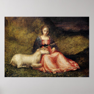 Affiche Antique Unicorn Painting