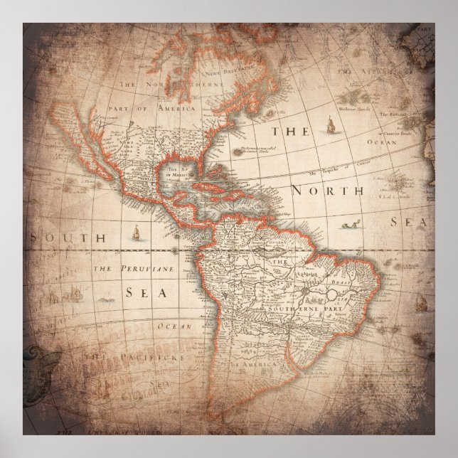 Affiche Antique Vintage Map (Devant)