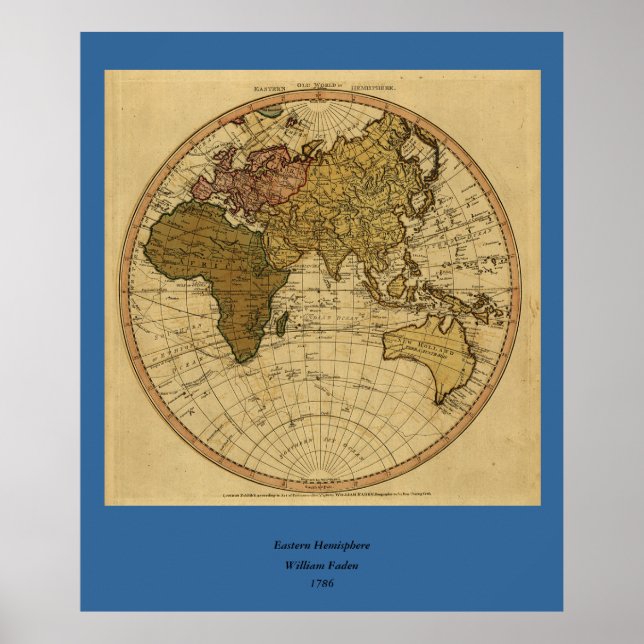 Affiche Antique William Filament 1786 Eastern Hemisphere (Devant)