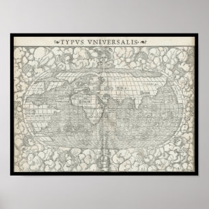 Affiche Antique World Map by Sebastian Münster aux environ