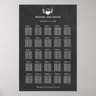 Affiche Antlers & Coeur Attache Le Knot Seating Chart 250