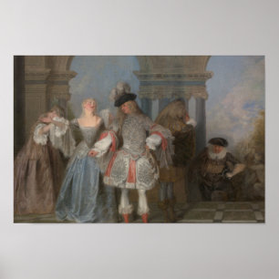 Affiche Antoine Watteau - Les Comédiens Français