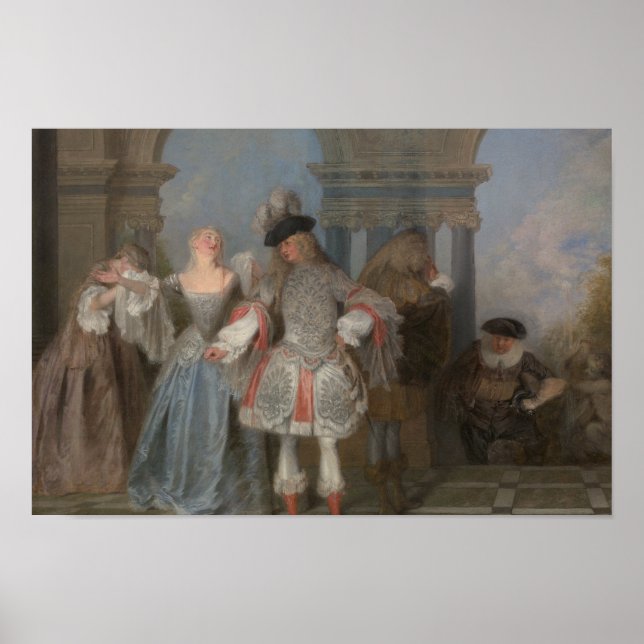Affiche Antoine Watteau - Les Comédiens Français (Devant)