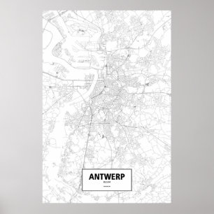 Affiche Antwerp, Belgium (black on white)