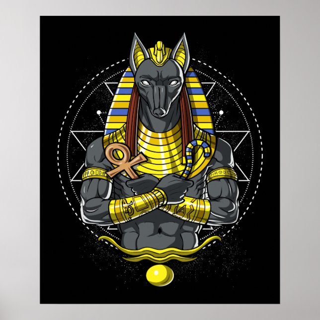 Affiche Anubis Egyptian Wolf God Egypt Ankh Mythologie (Devant)