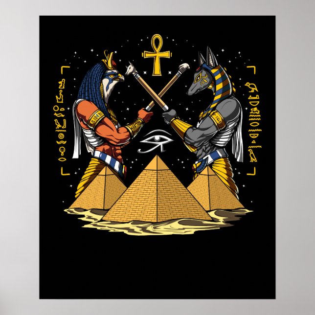 Affiche Anubis Égyptien Dieu Ra Ankh OEil De Horus Pyramid (Devant)