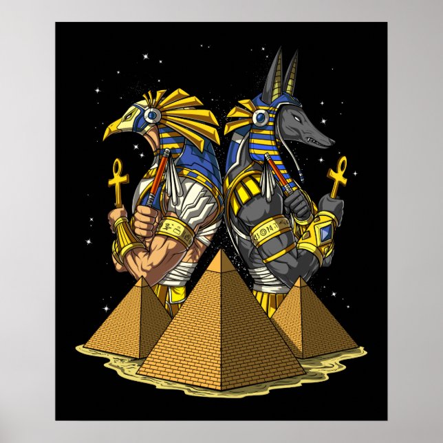 Affiche Anubis Ra Dieux Égyptiens Mythologie des Pyramides (Devant)