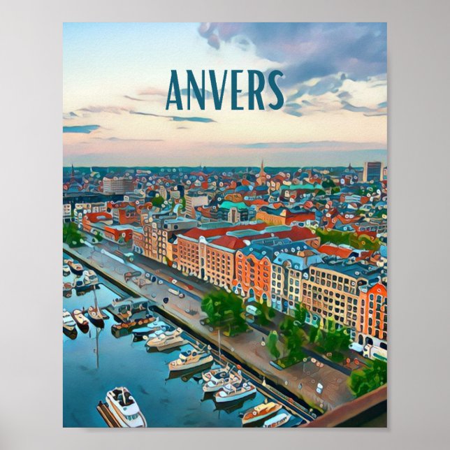 Affiche Anvers Belgique Photo Vintage (Devant)