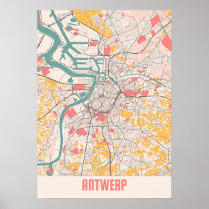 Affiche Anvers - Carte de la ville de Belk Chalk