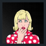 Affiche Anxiété Stress pop art<br><div class="desc">Illustration rétro d'une femme qui se cache dans le noir, elle semble inquiète ou anxieuse. Inspiré par l'illustration vintage de la bande dessinée.</div>
