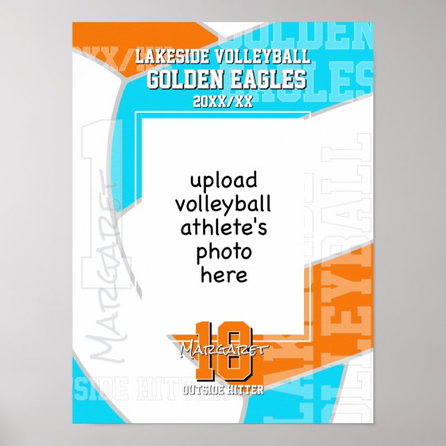 Affiche ANY team colors volleyball player photo (Devant)
