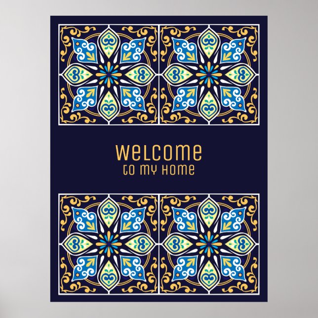 Affiche Any text customizable blue Azulejos  (Devant)