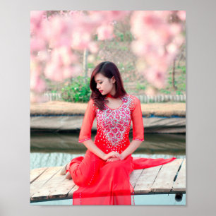 Affiche Ao Dai Viêt Nam traditionnel
