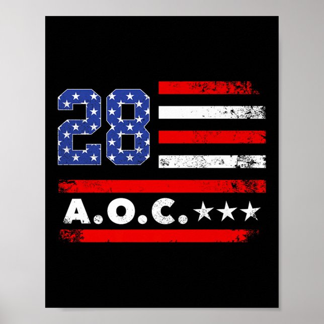 Affiche Aoc 2028 A.o.c. 2028 Pour Président American Flag  (Devant)