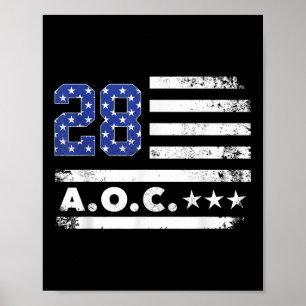 Affiche Aoc 2028 A.o.c. 2028 Pour Président American Flag