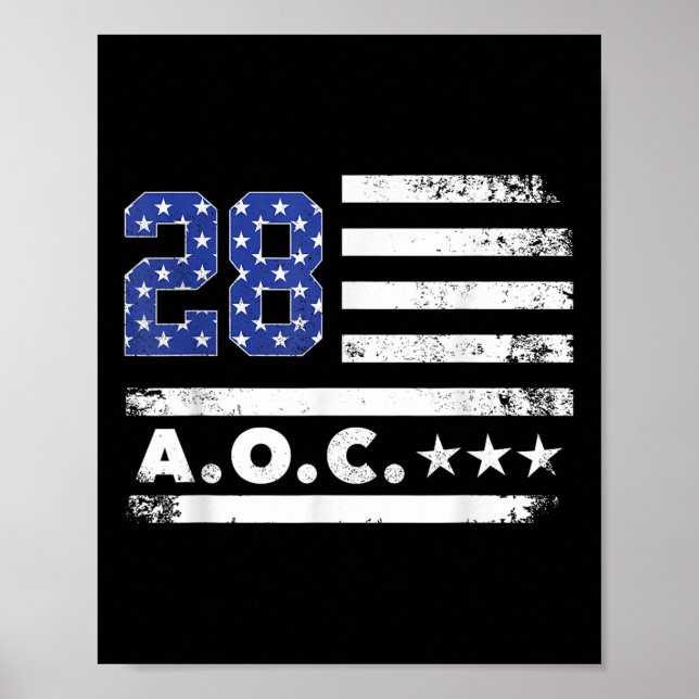 Affiche Aoc 2028 A.o.c. 2028 Pour Président American Flag (Devant)