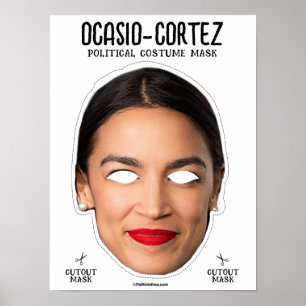 Affiche AOC Alexandria Masque de costume Ocasio-Cortez