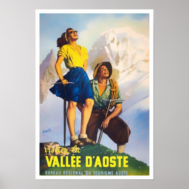 Affiche Aosta Valley Italy vintage travel (Devant)