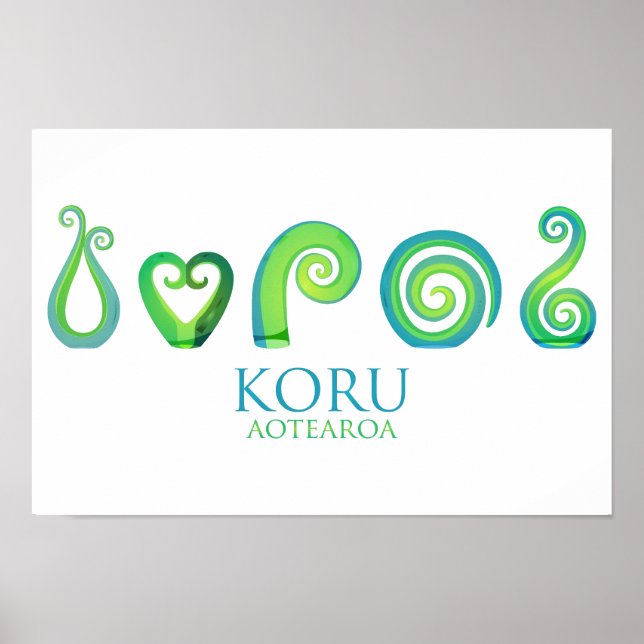 Affiche Aotearoa Nouvelle-Zélande Koru - Vert (Devant)