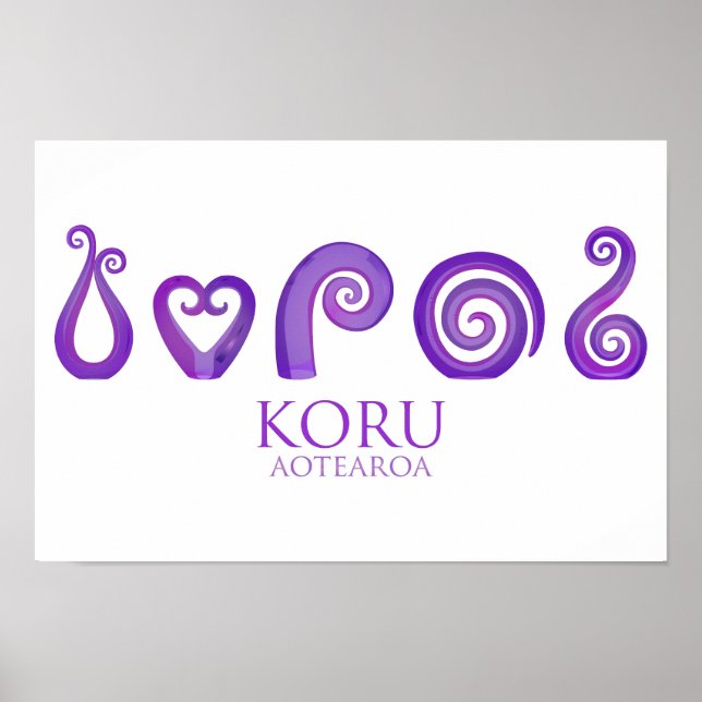 Affiche Aotearoa Nouvelle-Zélande Koru - violet (Devant)