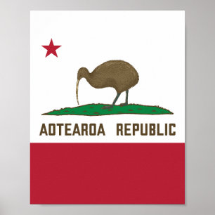 Affiche Aotearoa République Kiwi Drapeau Nouvelle-Zélande