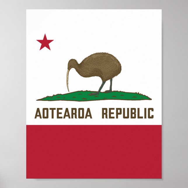 Affiche Aotearoa République Kiwi Drapeau Nouvelle-Zélande (Devant)