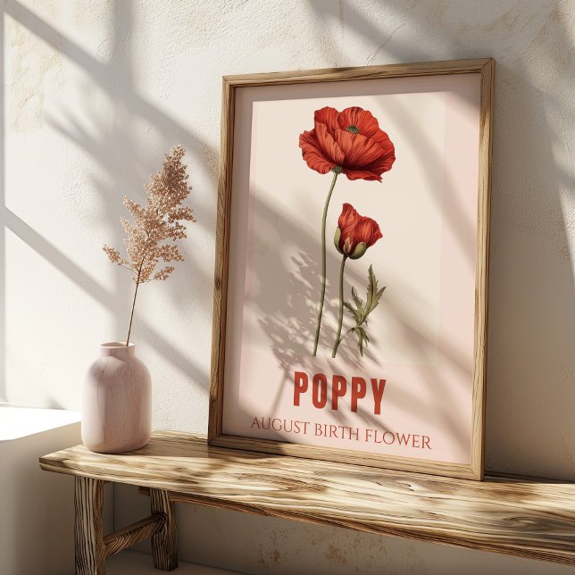 Affiche Août Fleur Poppy Anniversaire (Créateur téléchargé)