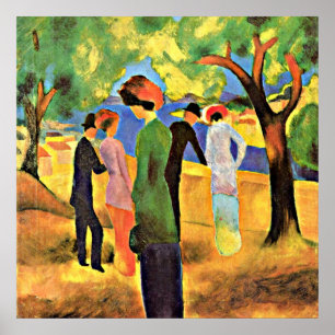 Affiche Août Macke art : Femme dans une veste verte,