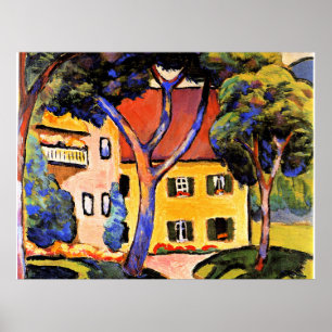 Affiche Août Macke art, Maison dans un paysage