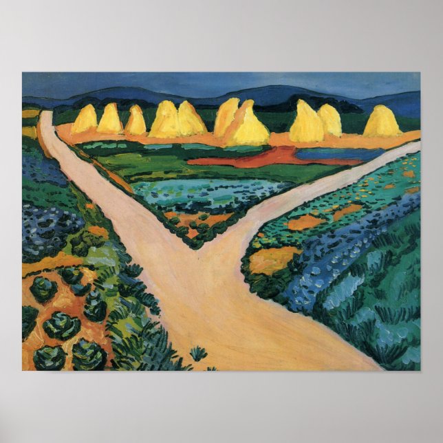 Affiche Août Macke peinture, Champs végétaux (Devant)