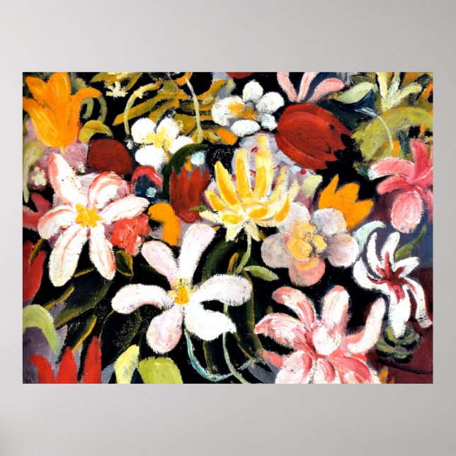 Affiche Août Macke peinture, Tapis de fleurs (Devant)