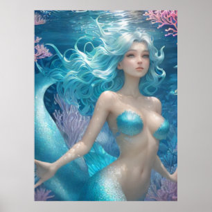 Affiche *~* AP60 Déesse de l'eau Imaginaire Sirène de mer 