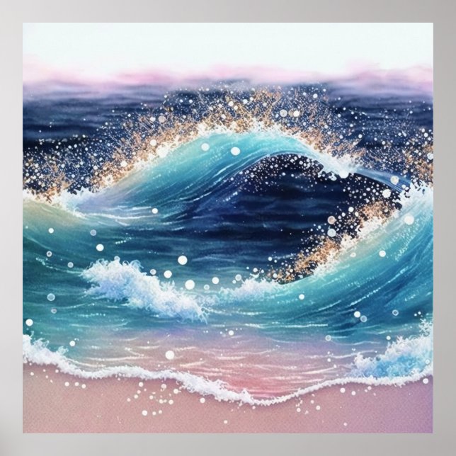 Affiche *~* AP60 Sea Sparkle Coastal Ocean Sand Beach Wave (Devant)