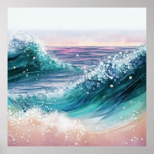 Affiche *~* AP60 Wave Sea Sparkle Coastal Ocean Sand Beach
