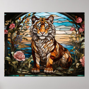 Affiche *~* AP68 Imaginaire TIGER Tissu Verre brillant 5:4