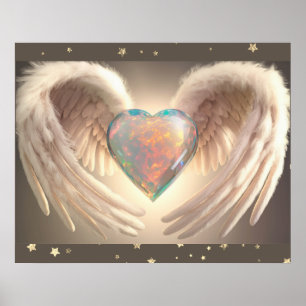 Affiche **~* AP78 Ange du coeur ailes Plumes Opale