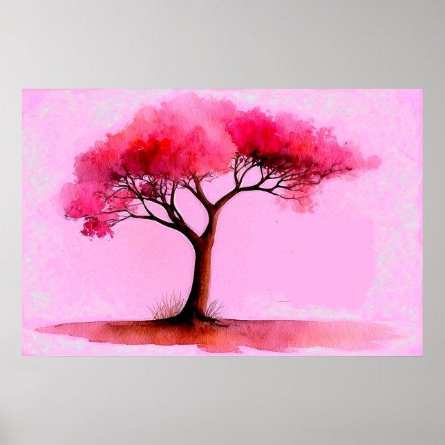 Affiche *~* AP81 Arbre rose Ethérée Artistique Moderne (Devant)