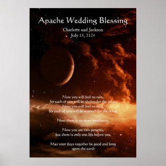 Affiche Apache Mariage Bénédiction Lune et Univers