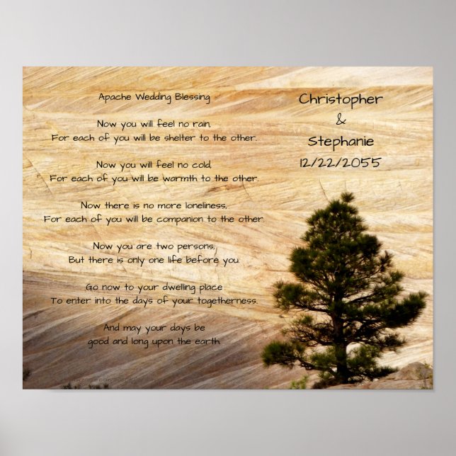 Affiche Apache Wedding Blessing Light Brown Stone and Tree (Devant)