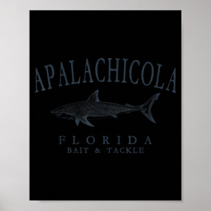 Affiche Apalachicola Floride requin rétro ardoise art pêch