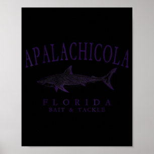 Affiche Apalachicola floride requin vintage prune art