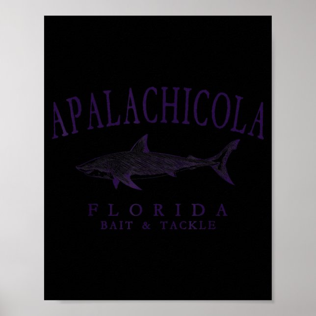 Affiche Apalachicola floride requin vintage prune art (Devant)