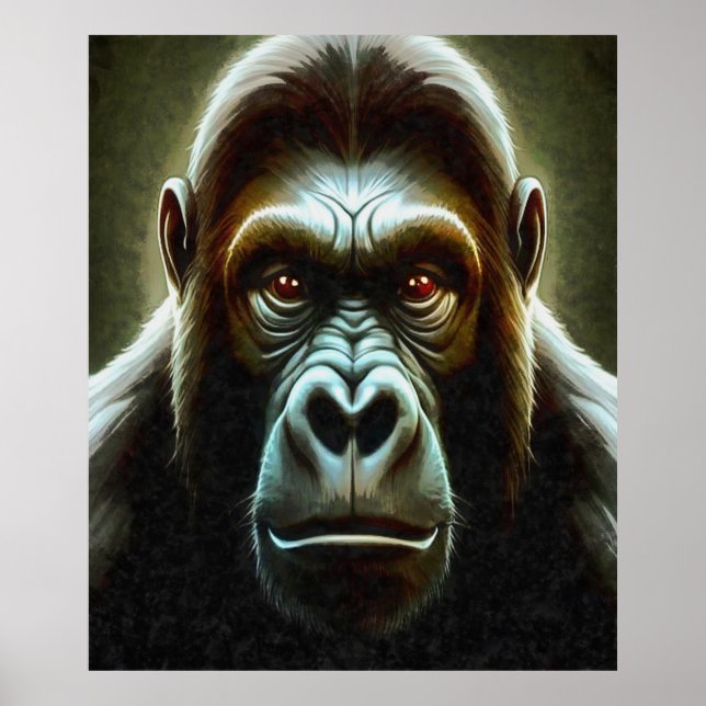 Affiche Ape Mountain Gorilla Amusant Visage Caractère Port (Devant)