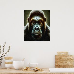 Affiche Ape Mountain Gorilla Amusant Visage Caractère Port